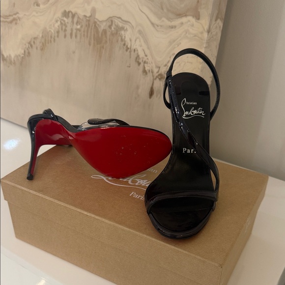 Christian Louboutin Glossy Black Slingback Heels - Picture 5 of 9
